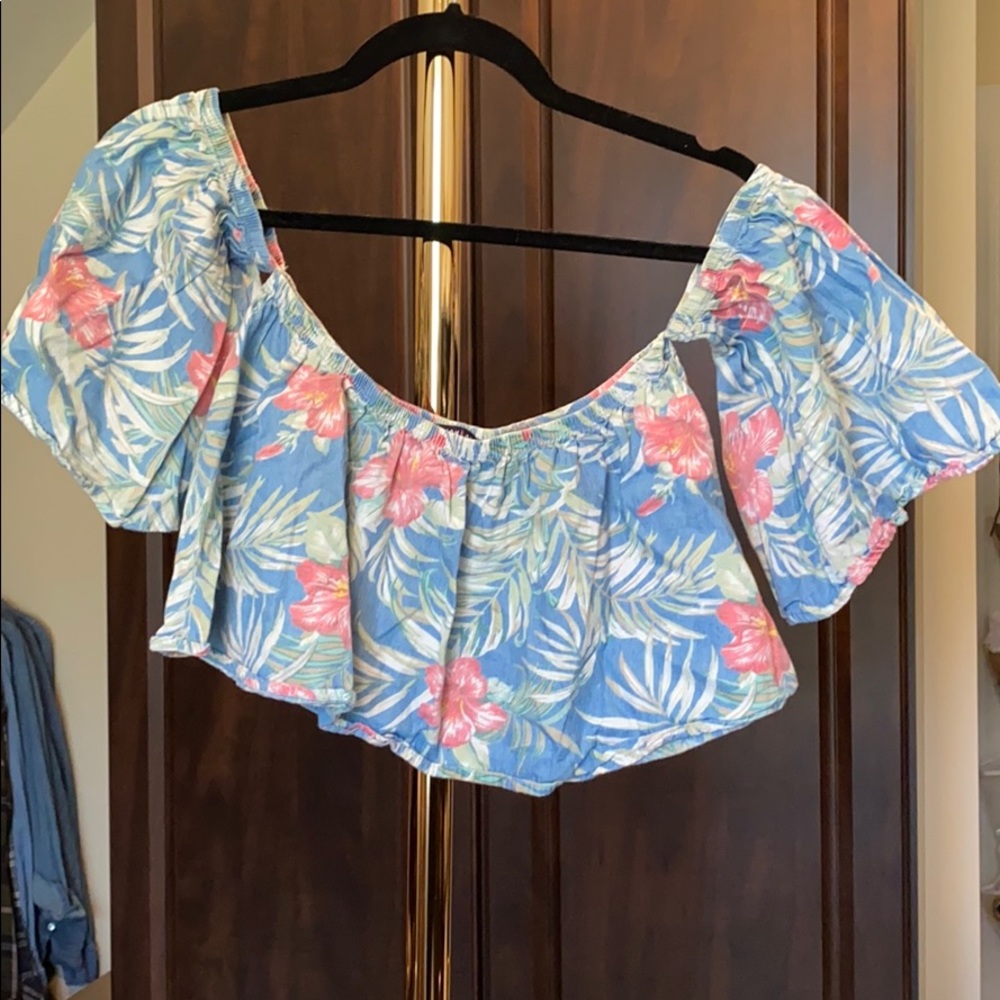 Off-the-Shoulder Tropical Blouse